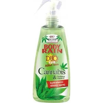 Přípravek po opalování BODY RAIN DUO SUN CANNABIS A PANTHENOL je zcela originální prostředek pro hydrataci, regeneraci a osvěžení pokožky vašeho těla po opalování a při pobytu na suchém a horkém letním vzduchu.