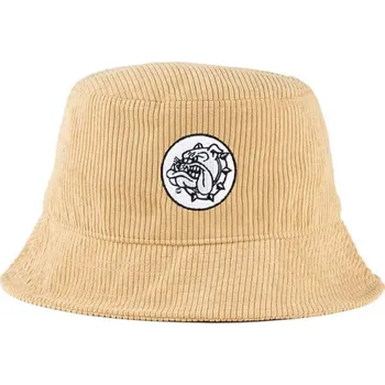 Klobouk Bucket hat s žebrováním v béžové barvě a s vyšívaným logem The Bulldog.