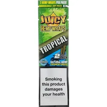 Ochucené konopné blunty Juicy Jay’s® s příchutí Tropical. Bez tabáku a nikotinu. 2 kusy v balení.