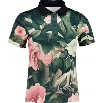 Dámské funkční tričko s límečkem premium ALTISPORT VOJ/ALW097TR05 RŮŽOVÉ KVĚTY XXXL