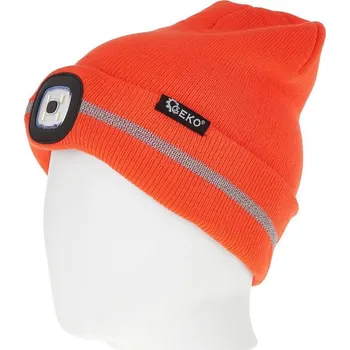 Čepice Čepice zimní oranžová, s LED světlem