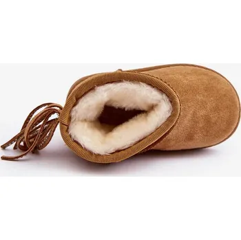 Dívčí sněhule Dětské zateplené sněhule s třásněmi Camel Mikyla Velikost: 30