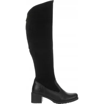 Dámské kozačky Zateplené kozačky Agnes černé přírodní kůže na sloupkovém podpatku, velikost 40