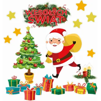 Vánoční dekorace VÁNOČNÍ DEKORACE NA DVEŘE, VÝLOHU, OKNO - VESELÉ VÁNOCE (21 dílů)