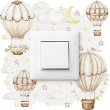 Obraz SAMOLEPKA POD VYPÍNAČ DO DĚTSKÉHO POKOJE BALÓNKY OBLÁČKY HVĚZDY BOHO