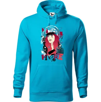 Pánská mikina DOBRÝ TRIKO Pánská mikina s potiskem Raining fire Velikost pánské mikiny: 3XL, Barva: Tyrkysová