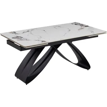 Jídelní stůl JAKS Rozkládací stůl Luigi 160 - 240 cm bílý mramor černý