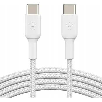 Datový kabel Belkin Kabel USB-C na USB-C s opletem, 60W, 2 m, bílý (CAB004BT2MWH)