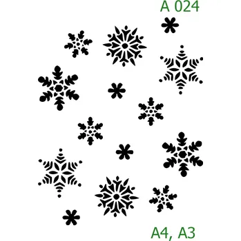 Plastová šablona pro malování - Vánoce - Vločky (A024) - A4 , Lepící fólie