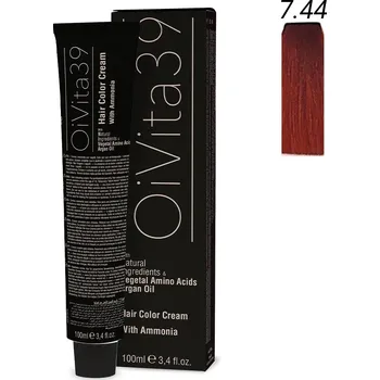 Barva na vlasy OiVita39 Hair Color Cream with Ammonia 7.44 - Profesionální krémová barva na vlasy s amoniakem 100 ml