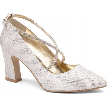 Dámské lodičky Butdam svatební boty, látka, kostka, velikost 38, stříbrná