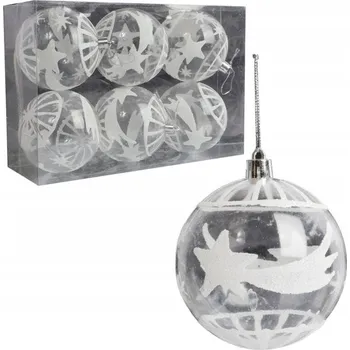 Vánoční dekorace Sada 6 průhledných vánočních baněk s dekorem 7 cm