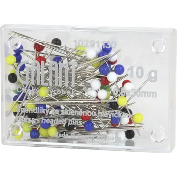 Galant Špendlíky se skleněnou hlavičkou - barevné - 0,6x30mm - krabička 10g