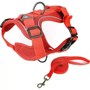 Vodítko pro psa TopTechnology Pet Vest Hrudní Popruh + Sada Vodítka Reflexní, Velikost: L (Červená)