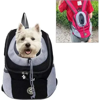 přepravka pro zvíře TopTechnology Batoh pro psy Outdoor s přední kapsou a dvěma popruhy, velikost S (černý)