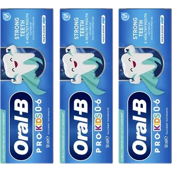 zubní pasta Oral-B Pro Kids Zubní pasta pro děti s mátovou příchutí, 0-6 let, 50 ml x3 (3 kusy)