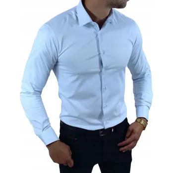 Pánská košile Pánská košile Espada světle modrá slim fit s dlouhým rukávem bavlněná L 41/42