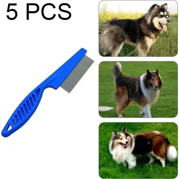 Péče o srst a drápky TopTechnology 5 PCS Hřebeny pro kočky a psy s jemnými zuby - nerezová ocel, délka: 18,5 cm (modrý)