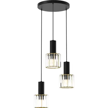 Závěsné svítidlo Cristal, 3x transparentní křišťálové stínítko, b/g, o