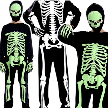 Karnevalový kostým HALLOWEENSKÝ KOSTÝM KOSTLIVCE KOSTLIVEC SVÍTÍ FLUORESCENTNÍ