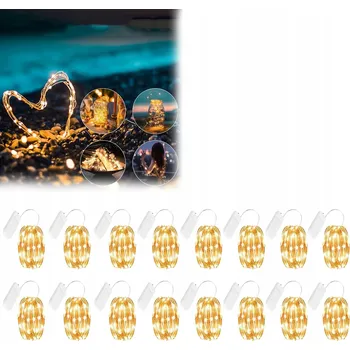 Vánoční dekorace LED SVĚTLA DRÁTEK 2 METRY 20 LED NA BATERIE MIKRO SVĚTÝLKA BÍLÁ TEPLÁ