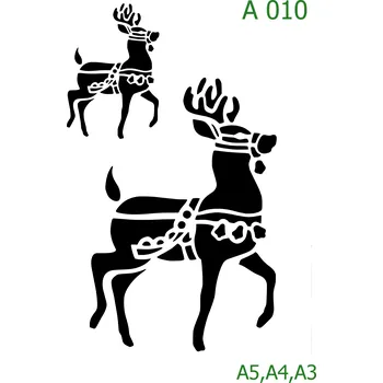 Plastová šablona pro malování - Vánoce - Soby (A010) - A5 , Nelepící folie