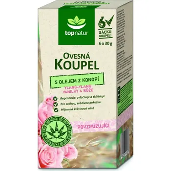 Vonný olej Povzbuzující koupel. Speciálně upravený jemně mletý 100% oves obohacený levandulí a konopným olejem, získaným lisováním konopných semen. Hojně využíván v lázních.