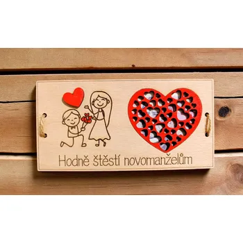 Dekorace z Řečice Dřevěná karta na peníze svatební ♥️