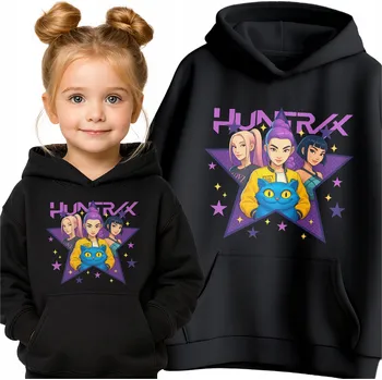 Dětská móda MIKINA MIKINA HUNTRIX K-POP DEMON HUNTERS DĚTSKÁ S KAPUCÍ černá 128