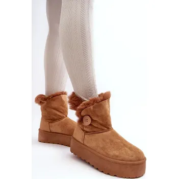 Dívčí sněhule Dámské sněhule na platformě s kožešinou Camel Vikas 37