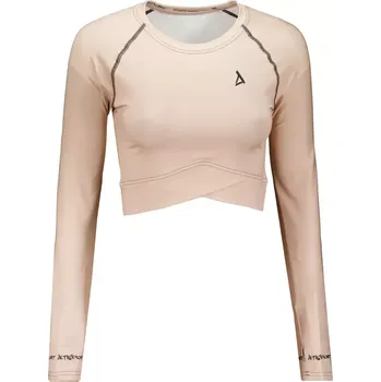 Dámské tričko Dámský funkční crop top s dlouhým rukávem premium ALTISPORT VOJ/ALW000TR04 HNĚDÁ XXL