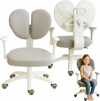 KANCELÁŘSKÁ ŽIDLE OTOČNÁ K PSACÍMU STOLU PRO DĚTI S KŘÍDLY ŠEDÁ HX26