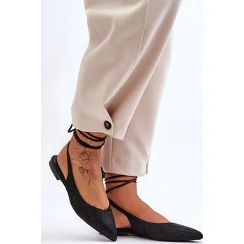 Dámské baleríny Ženy Tkanicí Baleríny Ozdobené Pytlíky Černé Jange 37