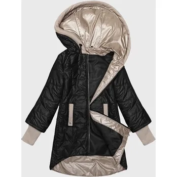 Černá dámská prošívaná bunda s ozdobnými stahovacími lemy S'West (B8345-1) odstíny černé 52