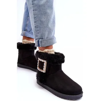 Dívčí sněhule Zateplené sněhule s přezkou, Black Dulca 39