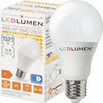 Žárovka LED žárovka E27 A65 15W = 100W SMD 1521lm 240° Ne Bliká Prémiová Teplá Bílá 3000K