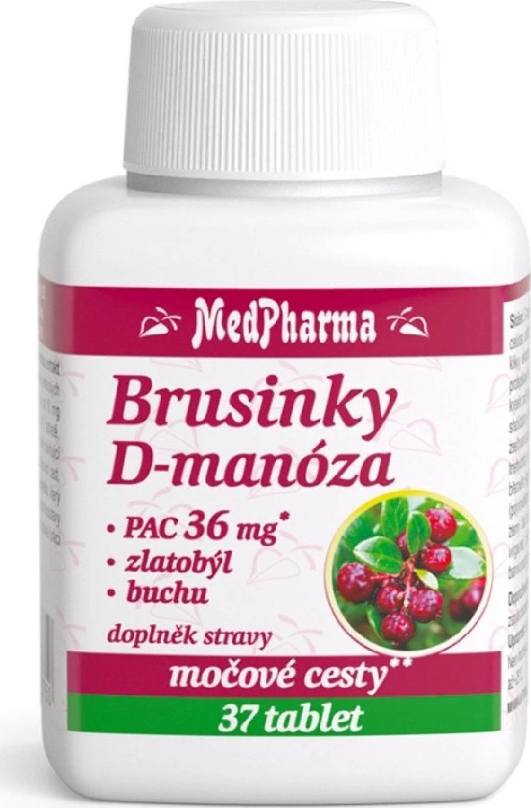 MedPharma Brusinky + D-manóza – podpora močových cest, 37 tablet Zdravé močové cesty