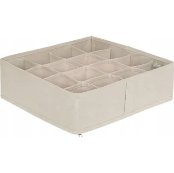 Úložný box ORGANIZÉR DO ŠUPLÍKU TEXTILNÍ BÉŽOVÝ KRABIČKA 16 PŘIHRÁDEK 31 X 31 x 10 CM