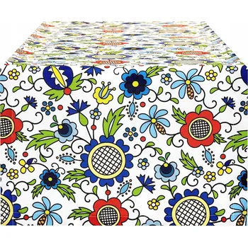 ubrus Běhoun na stůl 40x200 cm Odolný proti skvrnám Běhoun kašubský bílý 10660