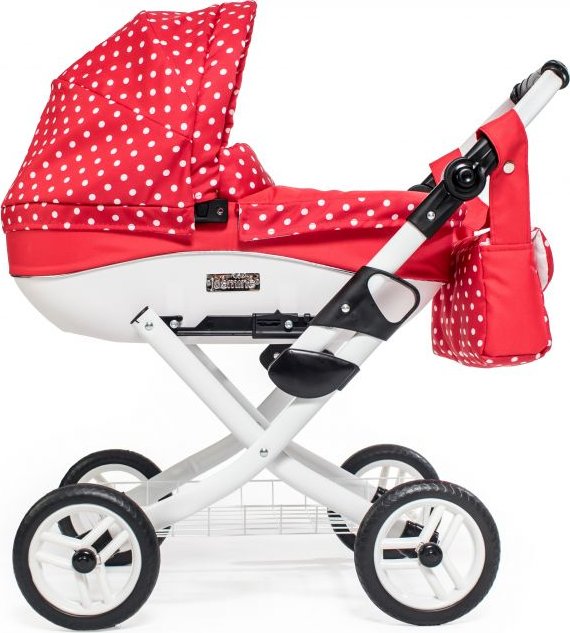 Dětský kočárek pro panenky Jasmine Kids 12 červený puntík 2025