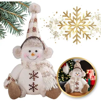 Vánoční dekorace Vánoční sněhulák z plyše 28 cm