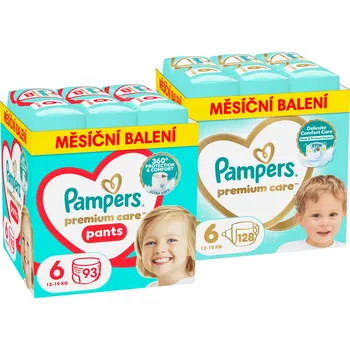 Přebalování PAMPERS Premium Care Vel. 6 (128 ks) + Premium Care Pants vel. 6 (93 ks)