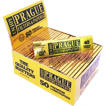 Prague papers king size slim jsou vysoce kvalitní tenké rýžové papírky. Jedno balení obsahuje o 7 kusů papírků více než je standardem. Mají o 80 % vyšší rezistenci proti vlhkosti než konkurence.