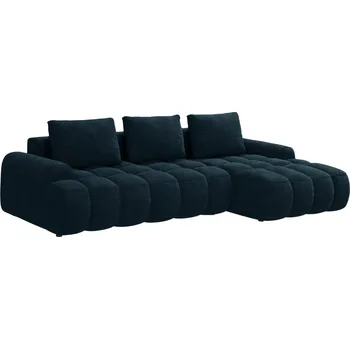 Pohovka Cosmopolitan Design Tmavě modrá sametová rozkládací pohovka Linz 275 cm, pravá