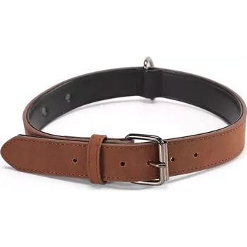 Obojek pro psa TopTechnology JINMAOHOU Psí obojek z dvojité vrstvy kůže, velikost: M 49x2.7cm (hnědý)