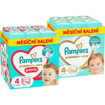 Plenkové kalhoty PAMPERS Premium Care vel. 4 (174 ks) + Premium Care Pants vel. 4 (114 ks)