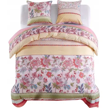 Povlečení Sada povlečení na přikrývku Květinový/Růžový s proužky