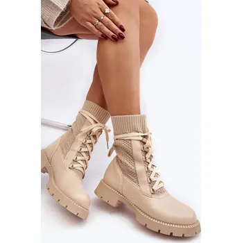 Dámská zimní obuv Dámské světle béžové šněrovací kotníkové boty Gentiana 40
