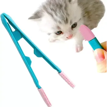 Kosmetika pro kočku TopTechnology Kartáč na oči pro kočky - Čistič očí s uzlíky (modro-růžový)