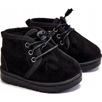 Dívčí sněhule DĚTSKÉ SNĚHULE ZATEPLENÉ KOŽÍŠKEM ČERNÉ 24